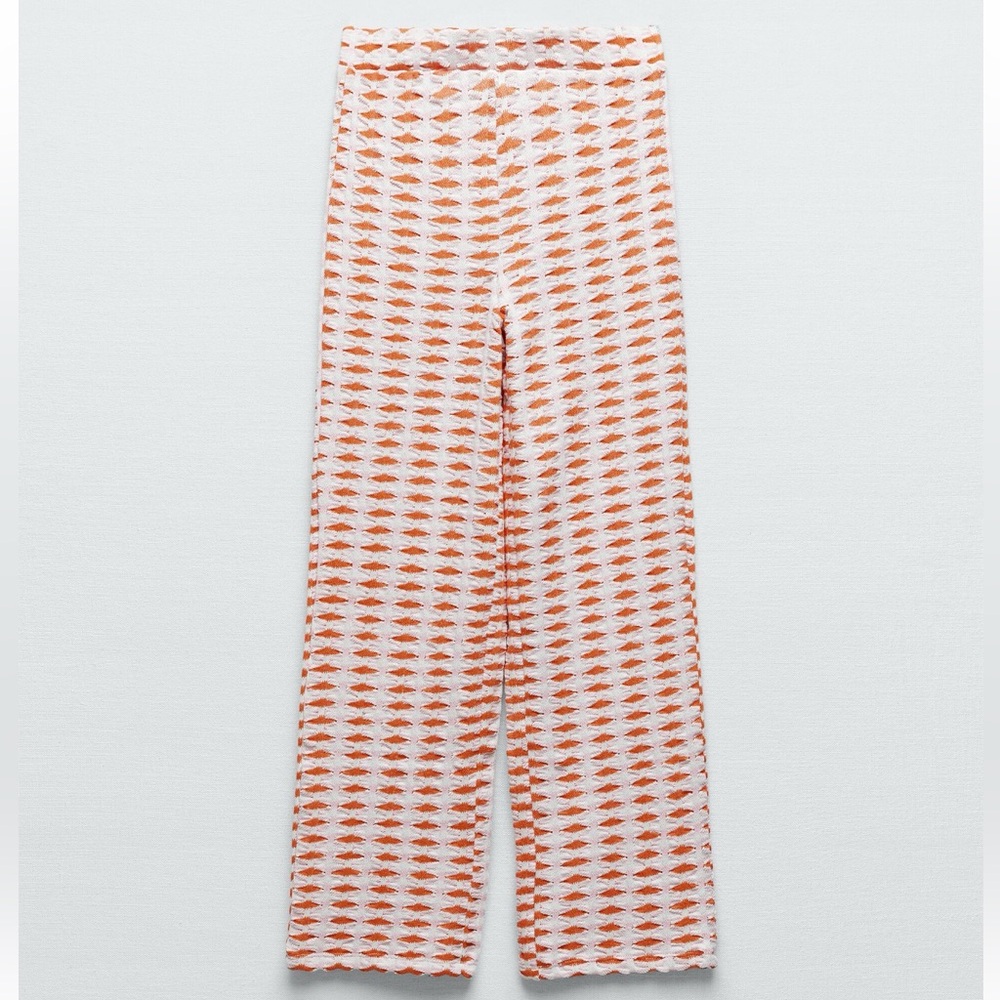 Wide leg jacquard pants